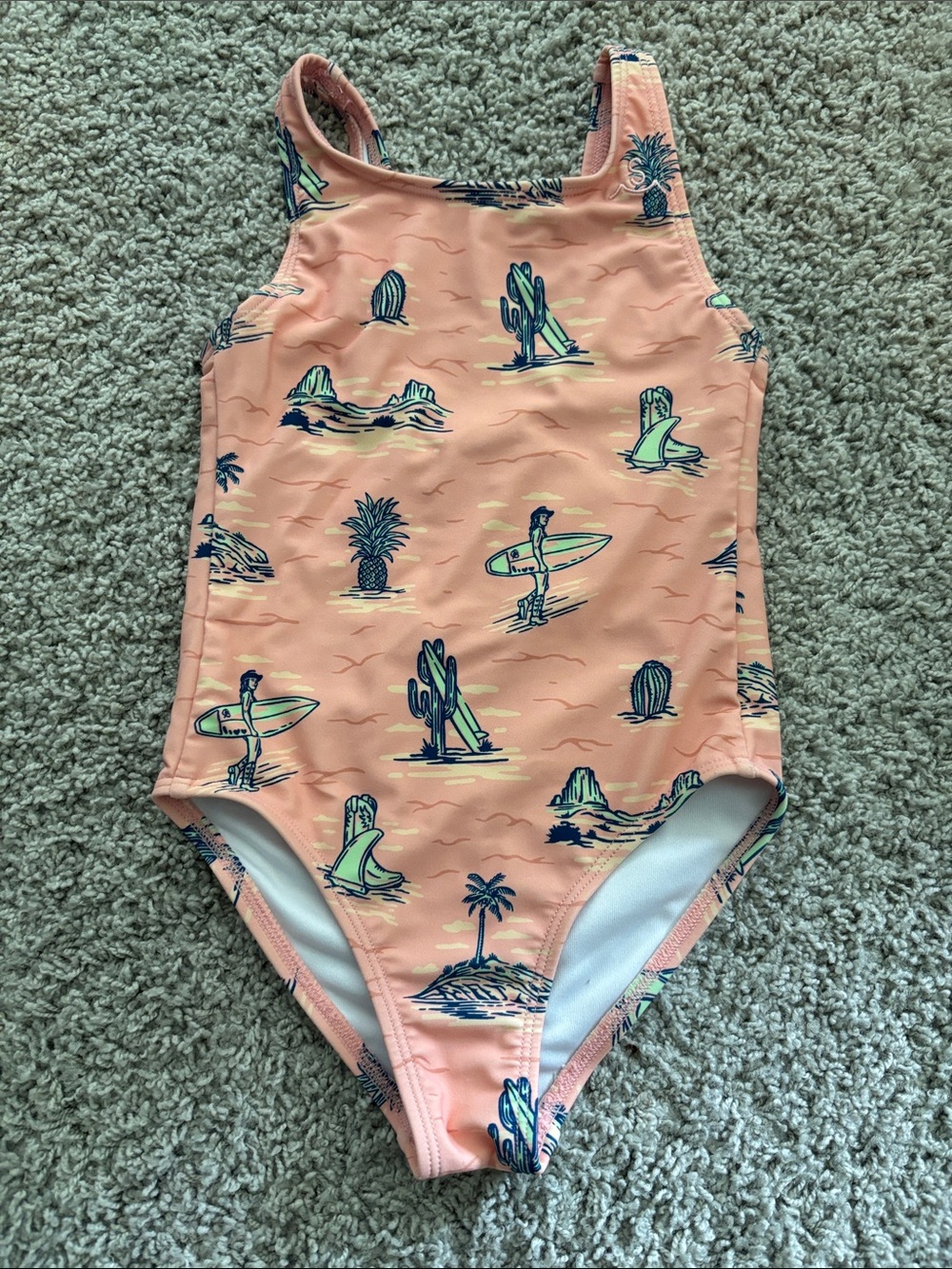 Boutique Kids Peach Surf Print One-Piece Swimsuit